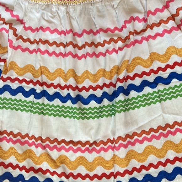 Flying Tomato multi color, ric rac patterned, off the shoulder top. - Picture 2 of 8